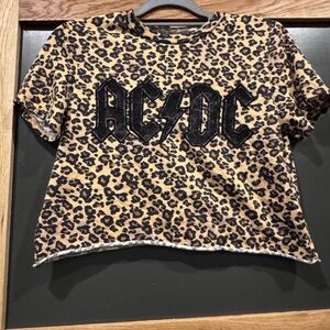AC/DC Leopard Print Tee - Black and Brown